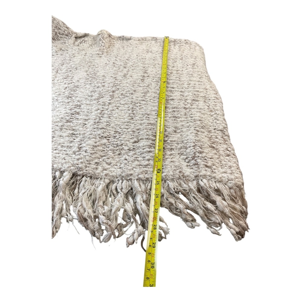 Umgee Fringe Poncho Knit Sweater Tunic Pullover Oversized Neutral Colors - Picture 12 of 12